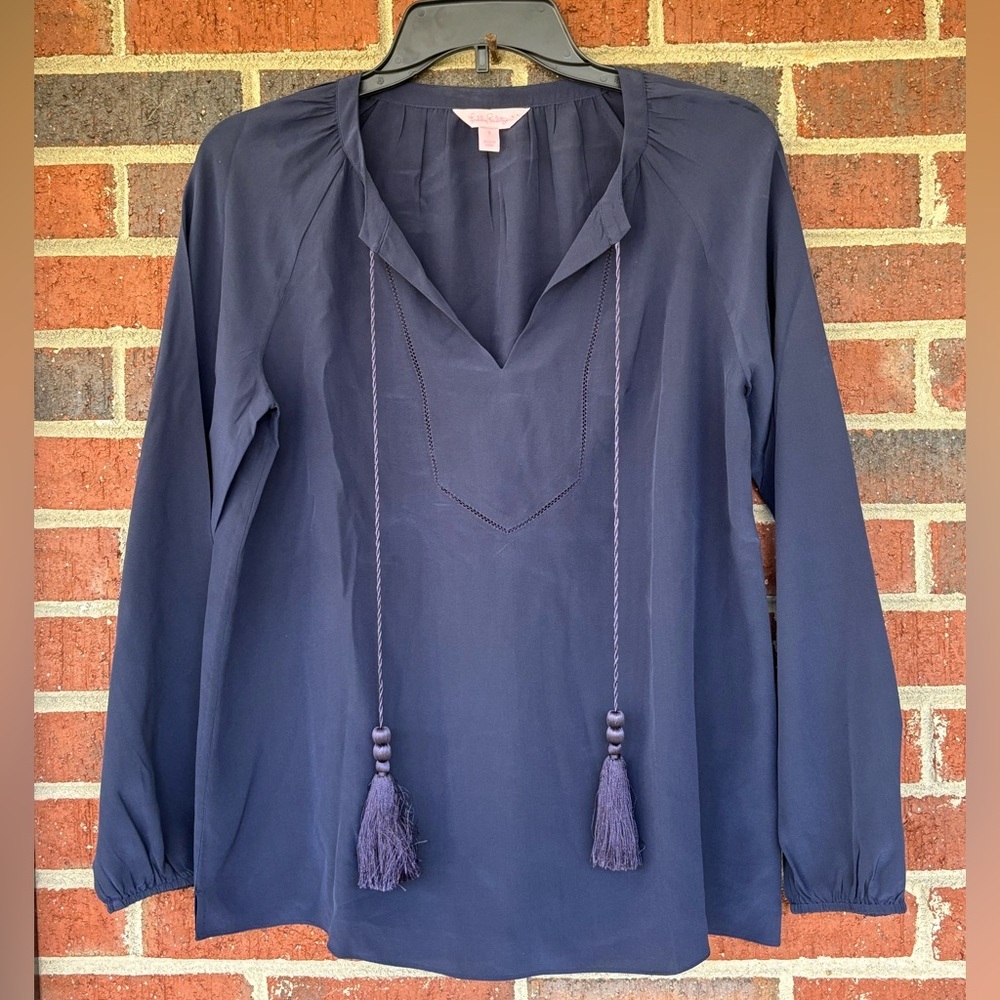 Lilly Pulitzer silk blue women’s blouse shirt size S